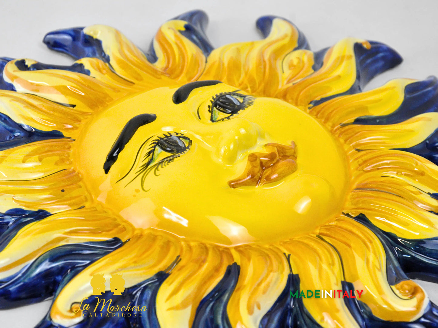 Sole Blu Cobalto in Ceramica di Caltagirone 30cm