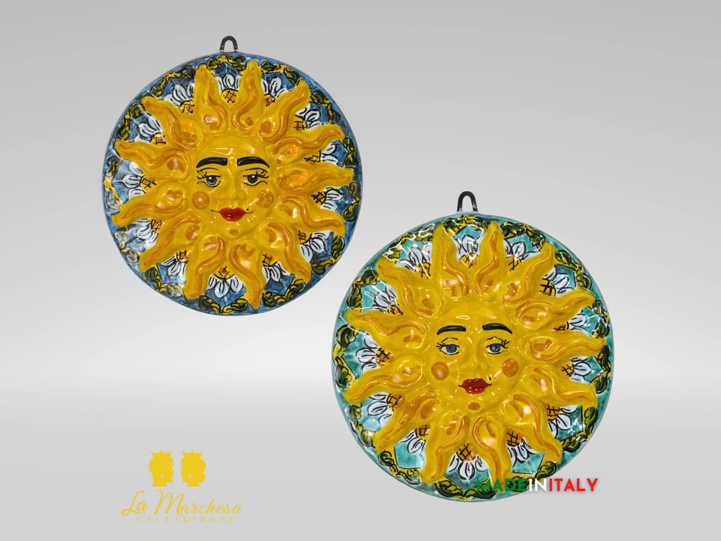 Sole Tondo Fiori Ceramica di Caltagirone - Vari Colori