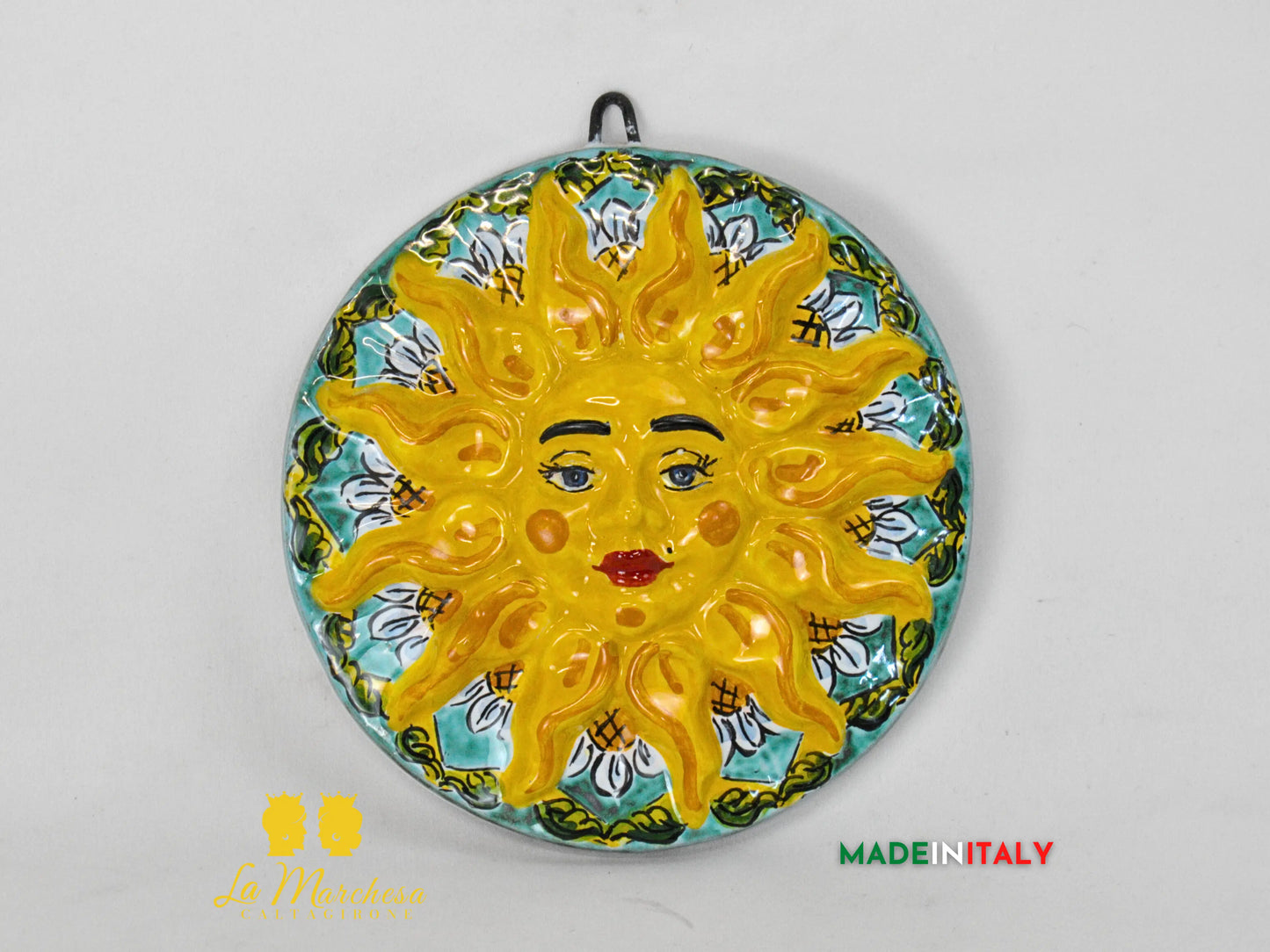 Sole Tondo Fiori Ceramica di Caltagirone - Vari Colori