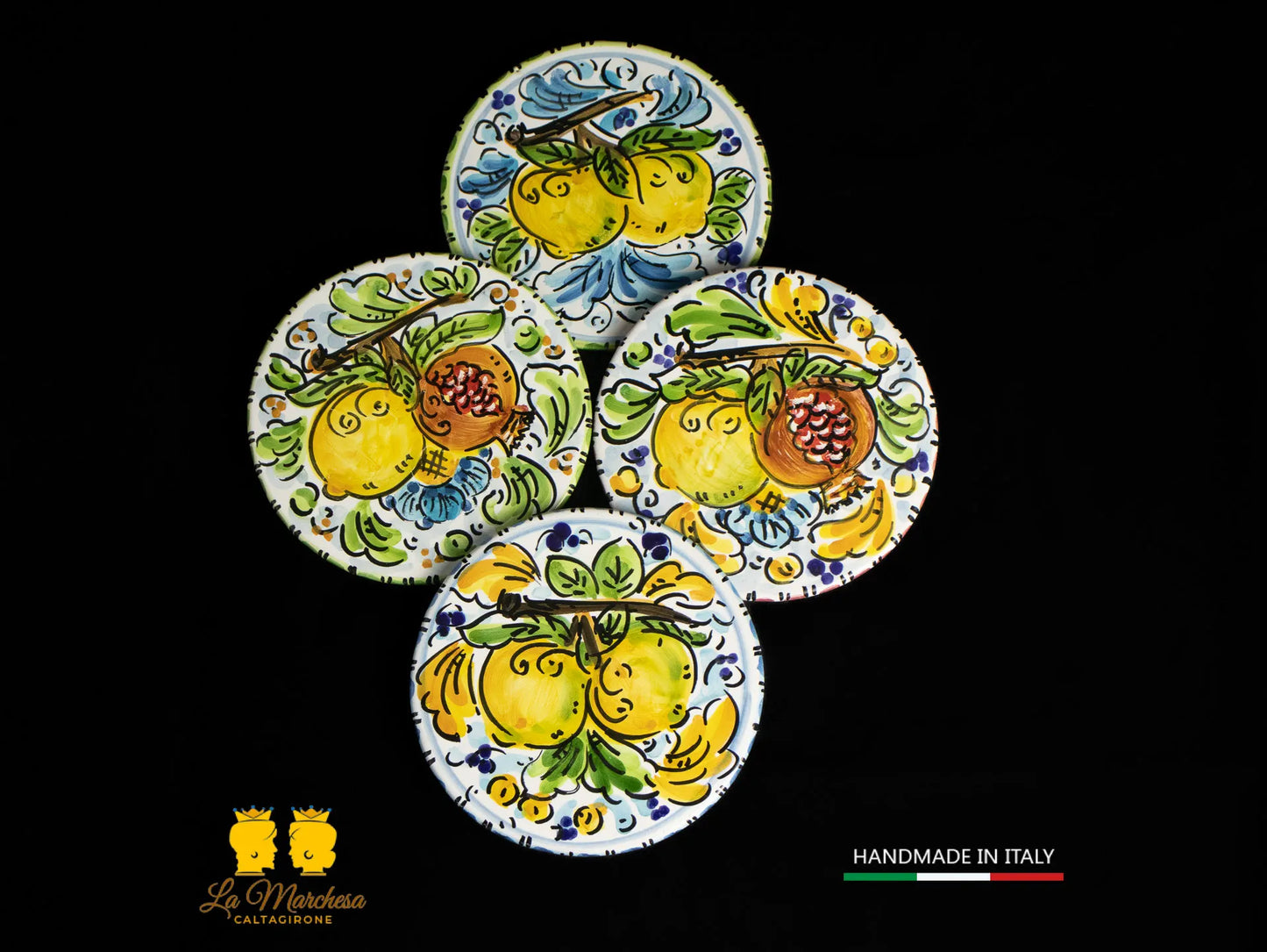Sottopentola-in-ceramica-di-caltagirone-tondo-ornato-frutta