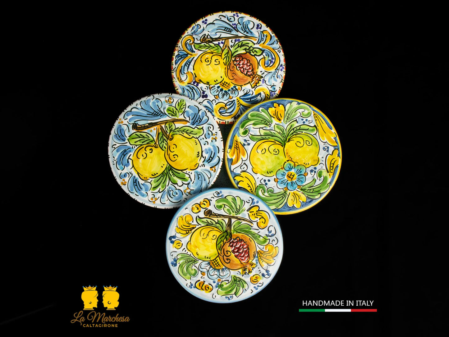 Sottopentola-in-ceramica-di-caltagirone-tondo-ornato-frutta