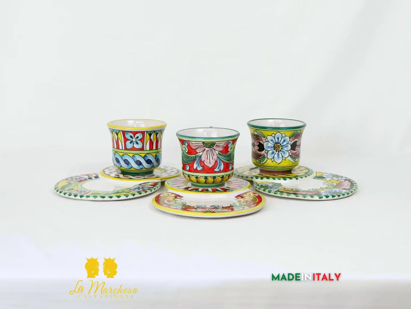 Tazza in Ceramica di Caltagirone piatto doppio - Vari Decori