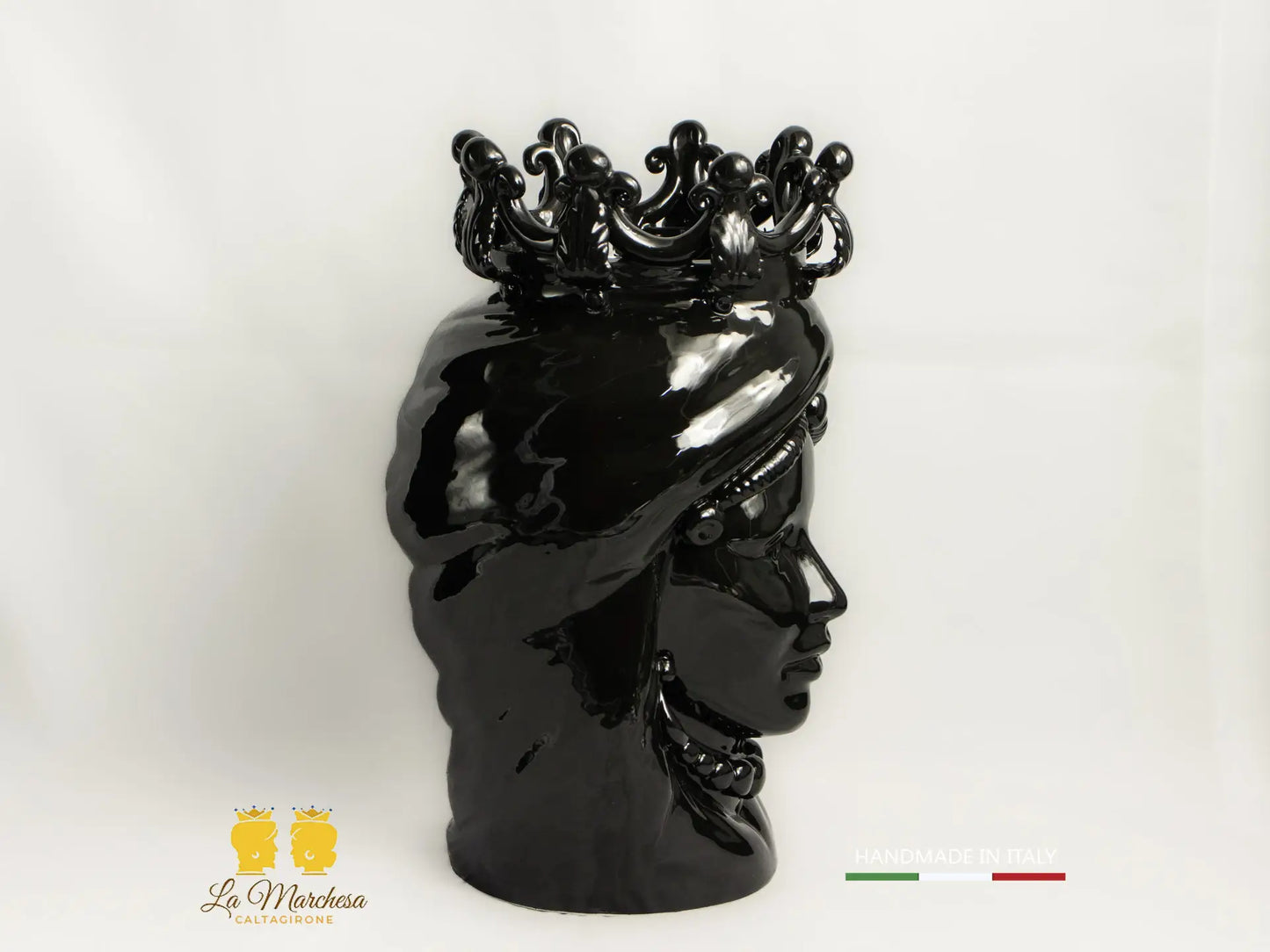 OUTLET - Testa di Moro Donna Ceramica di Caltagirone nera 32cm