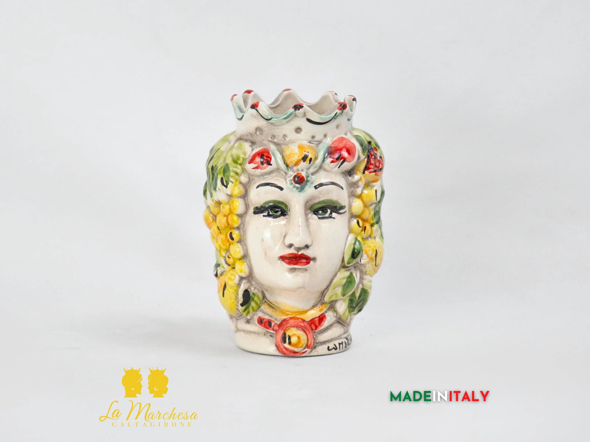 Testa di Moro Doppia Faccia in Ceramica di Caltagirone 14cm