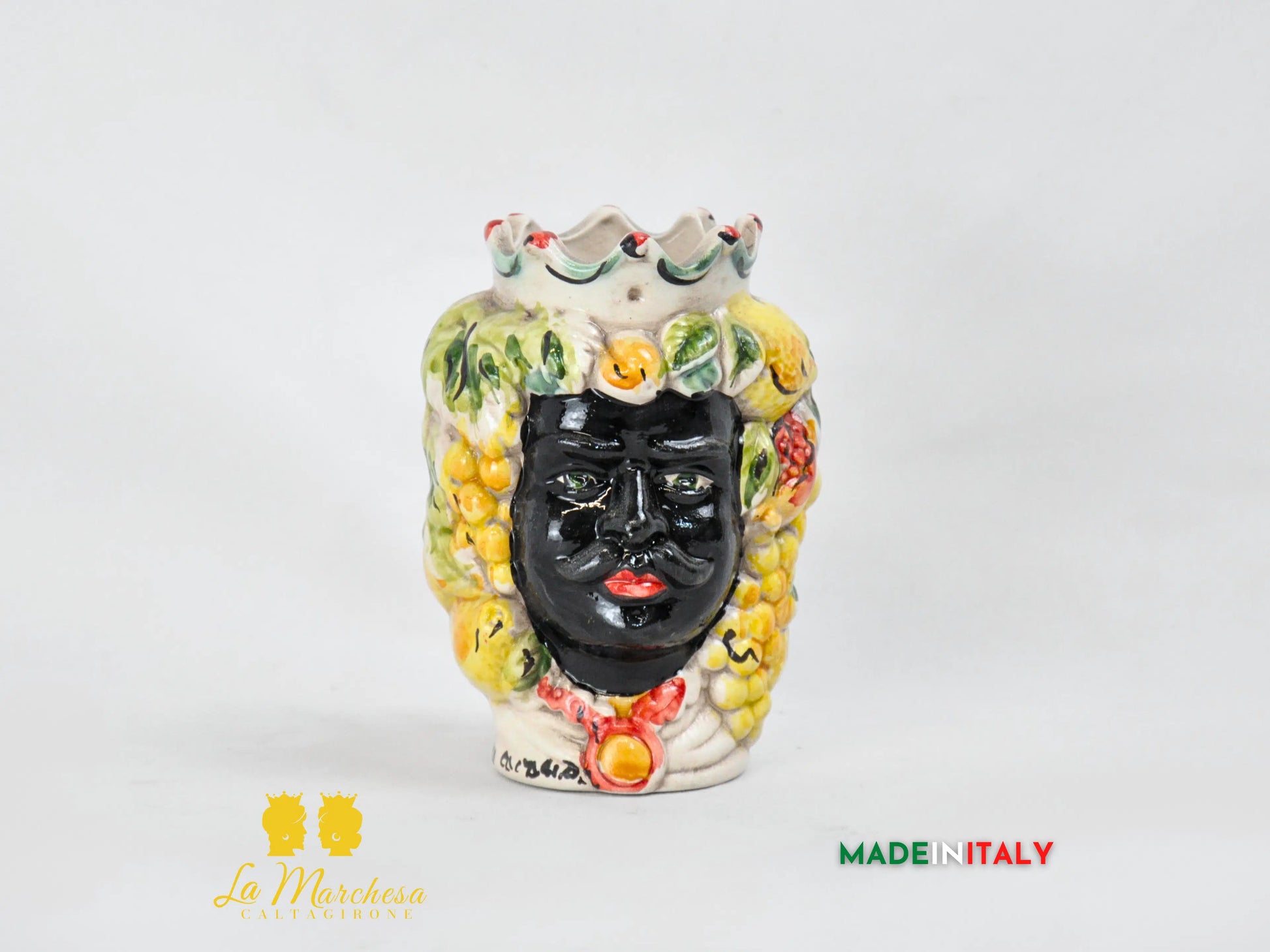 Testa di Moro Doppia Faccia in Ceramica di Caltagirone 14cm