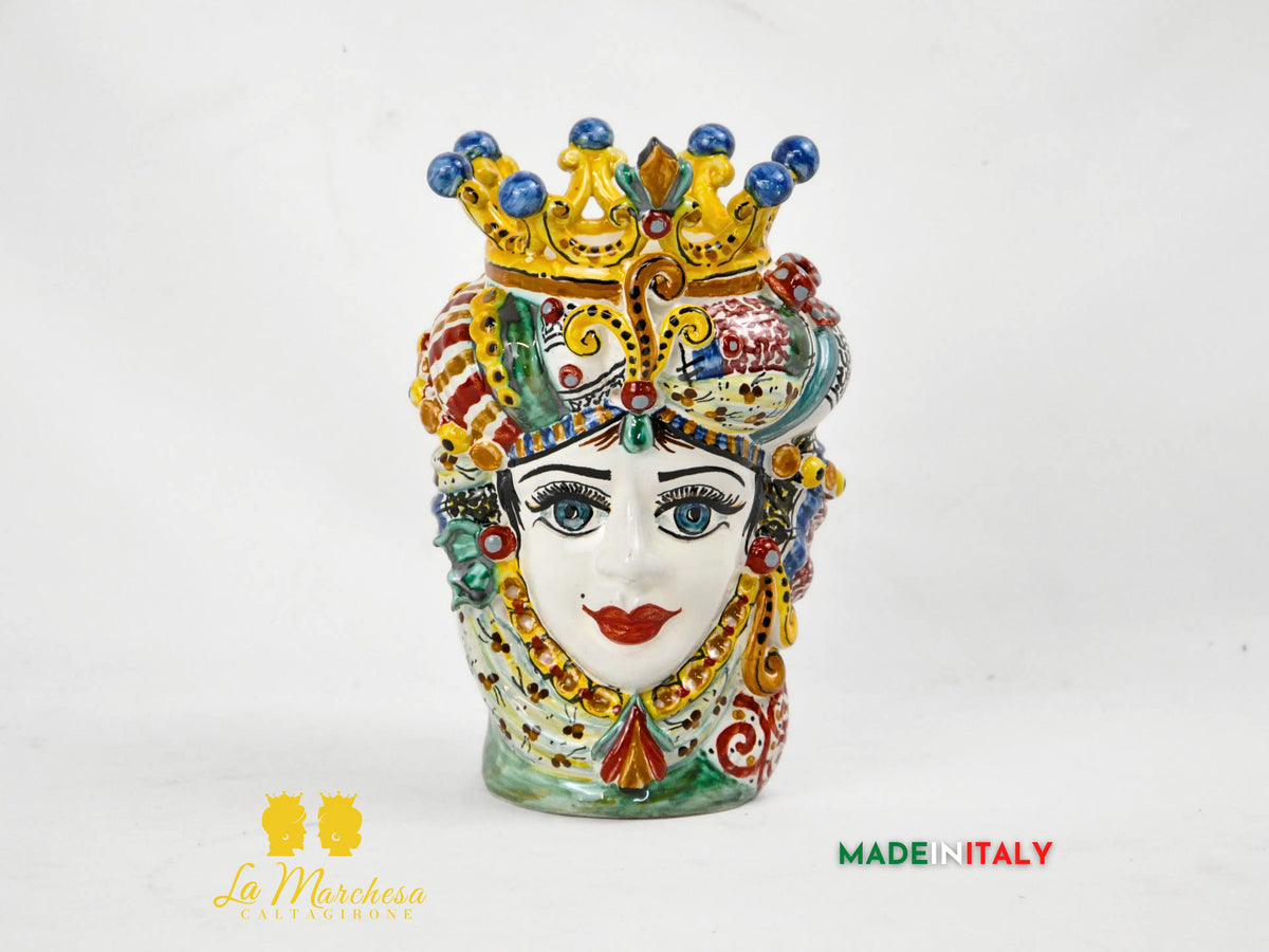Testa di Moro in Ceramica di Caltagirone DeLuxe 20 cm – Uomo o Donna