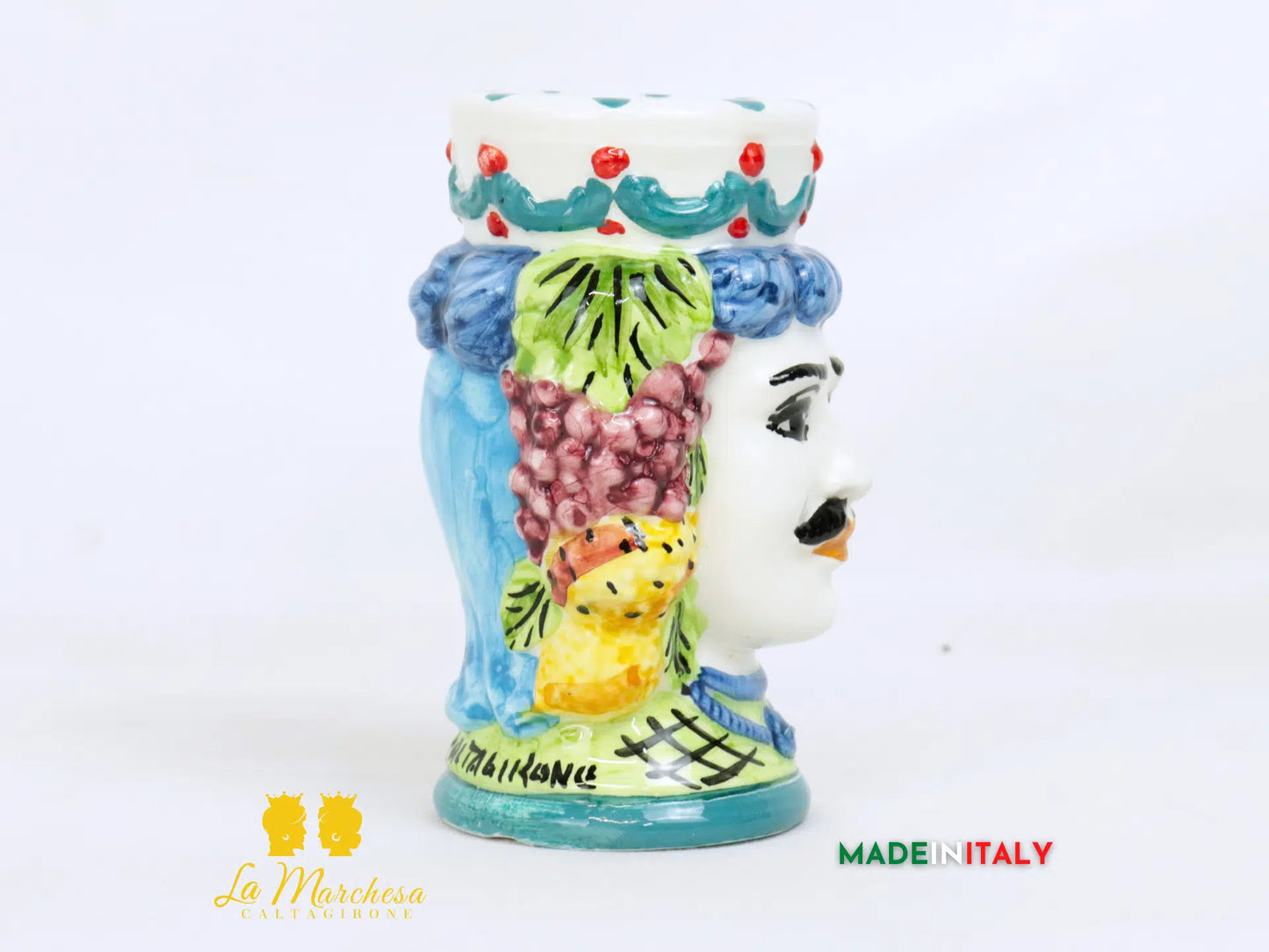 FINE SERIE - Testa di Moro Uomo in Ceramica di Caltagirone 12 cm - Vari Modelli