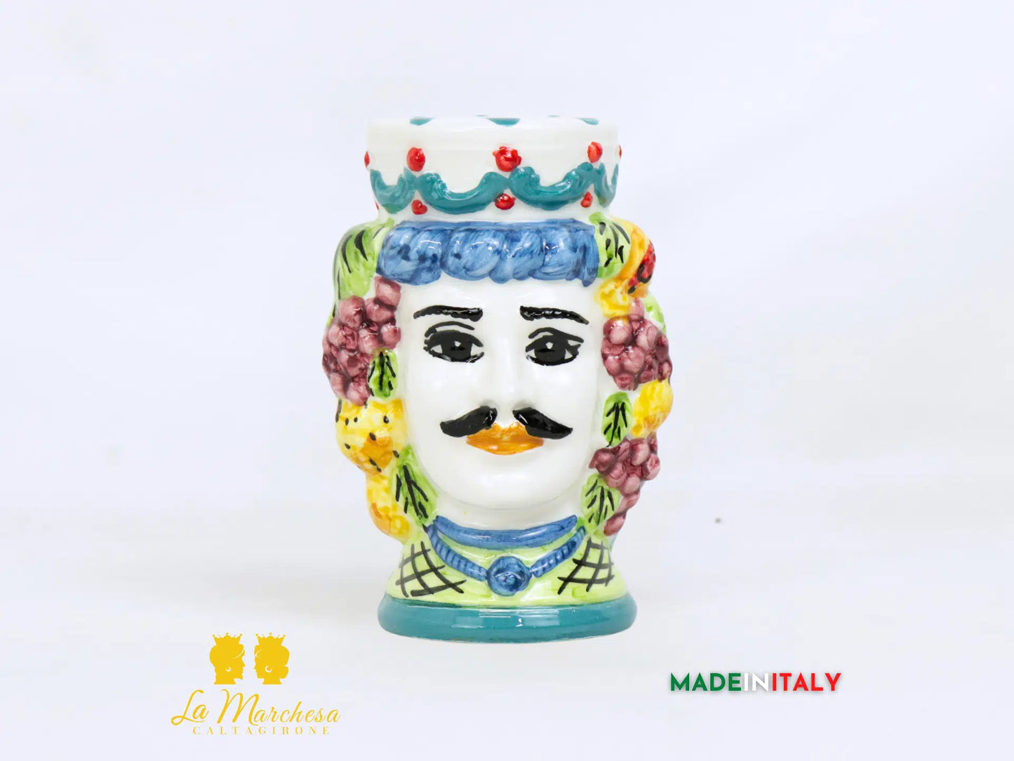 FINE SERIE - Testa di Moro Uomo in Ceramica di Caltagirone 12 cm - Vari Modelli