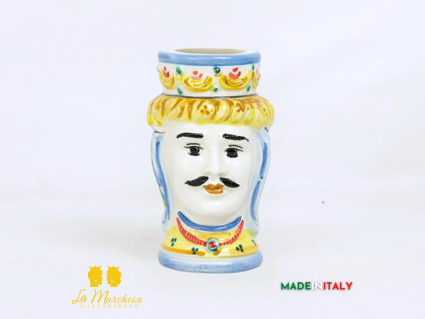 FINE SERIE - Testa di Moro Uomo in Ceramica di Caltagirone 12 cm - Vari Modelli