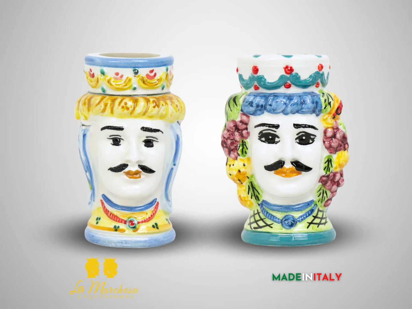 FINE SERIE - Testa di Moro Uomo in Ceramica di Caltagirone 12 cm - Vari Modelli