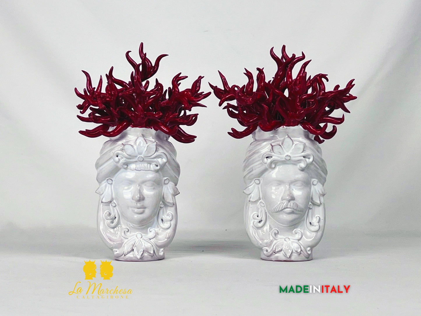 Teste di Moro Ceramica di Caltagirone coralli h24 - Vari Modelli