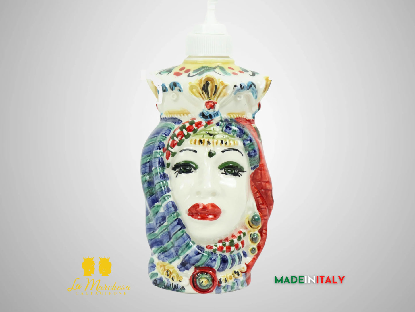 Teste di Moro Dispenser Sapone in Ceramica di Caltagirone 14cm - DONNA