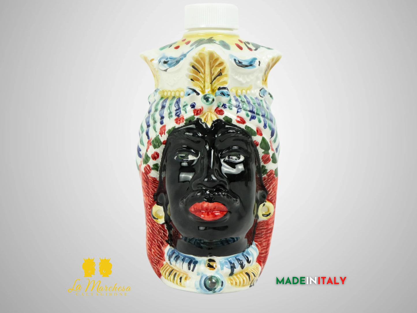 Teste di Moro Dispenser Sapone in Ceramica di Caltagirone 14cm - UOMO