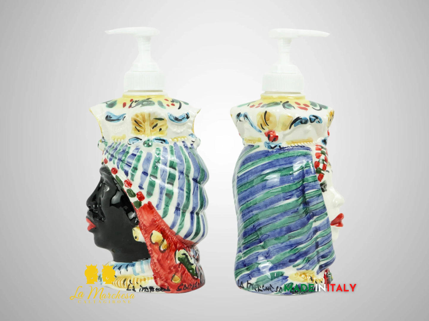 Teste di Moro Dispenser Sapone in Ceramica di Caltagirone 14cm - Vari Modelli (3)