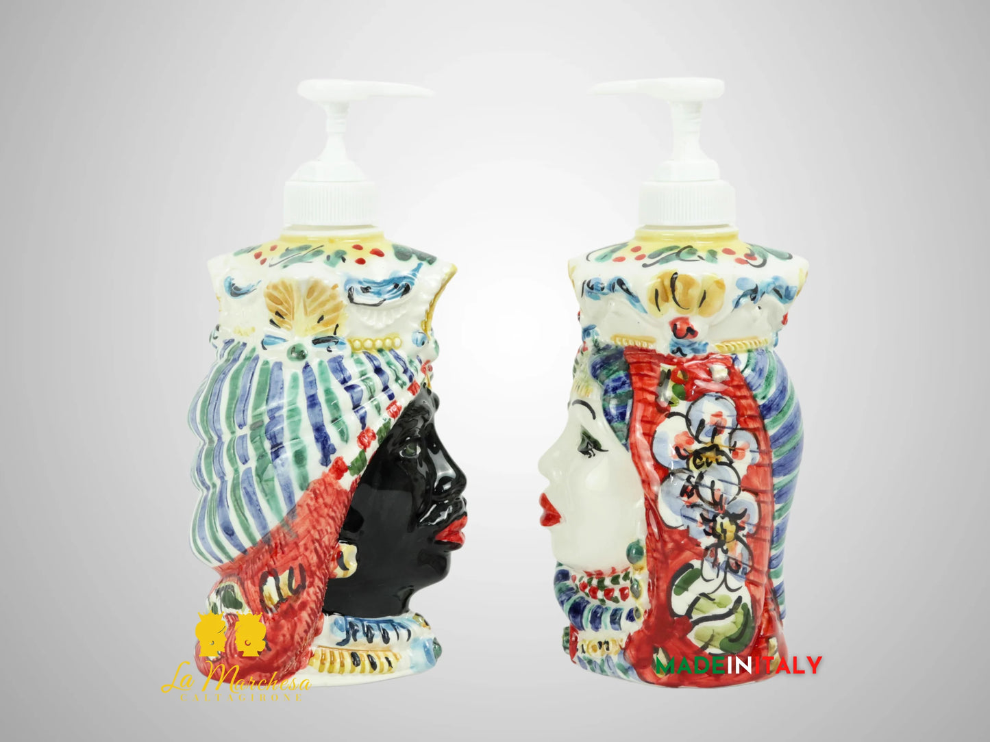 Teste di Moro Dispenser Sapone in Ceramica di Caltagirone 14cm - Vari Modelli (3)