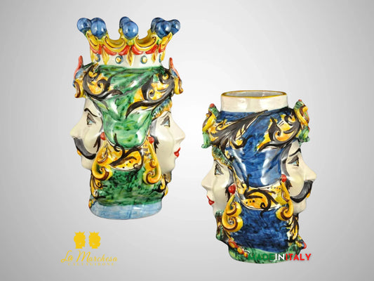 Teste di Moro Doppia Faccia in Ceramica di Caltagirone - Vari Modelli