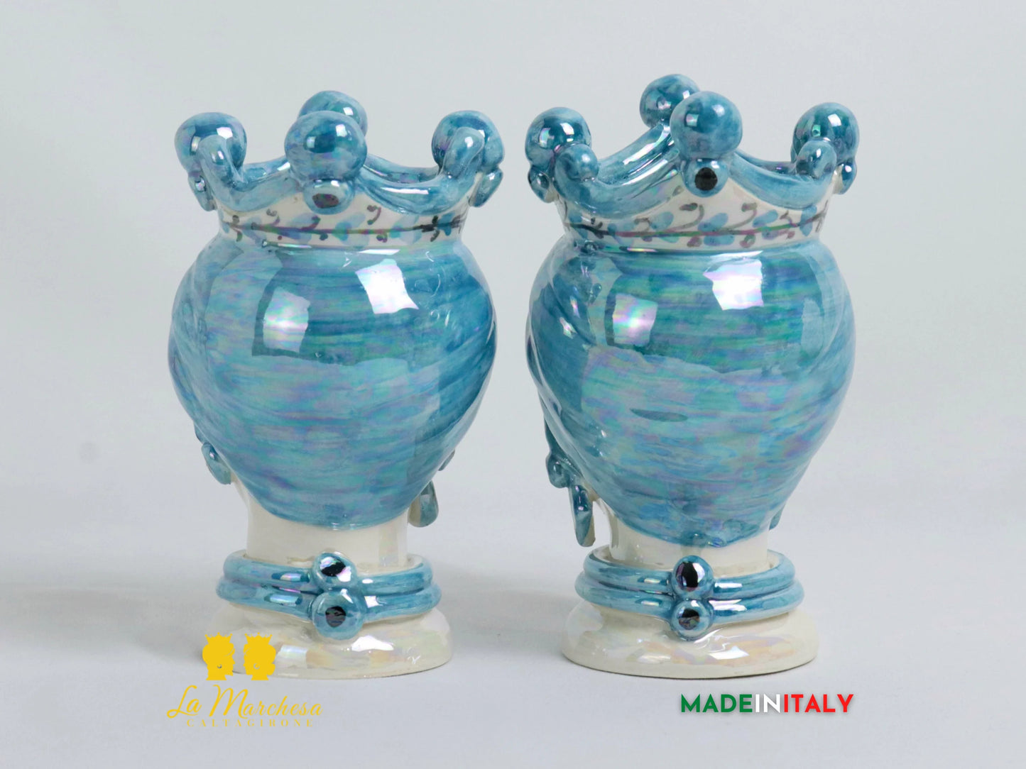 Teste di Moro Madreperla in Ceramica di Caltagirone H16 (2)