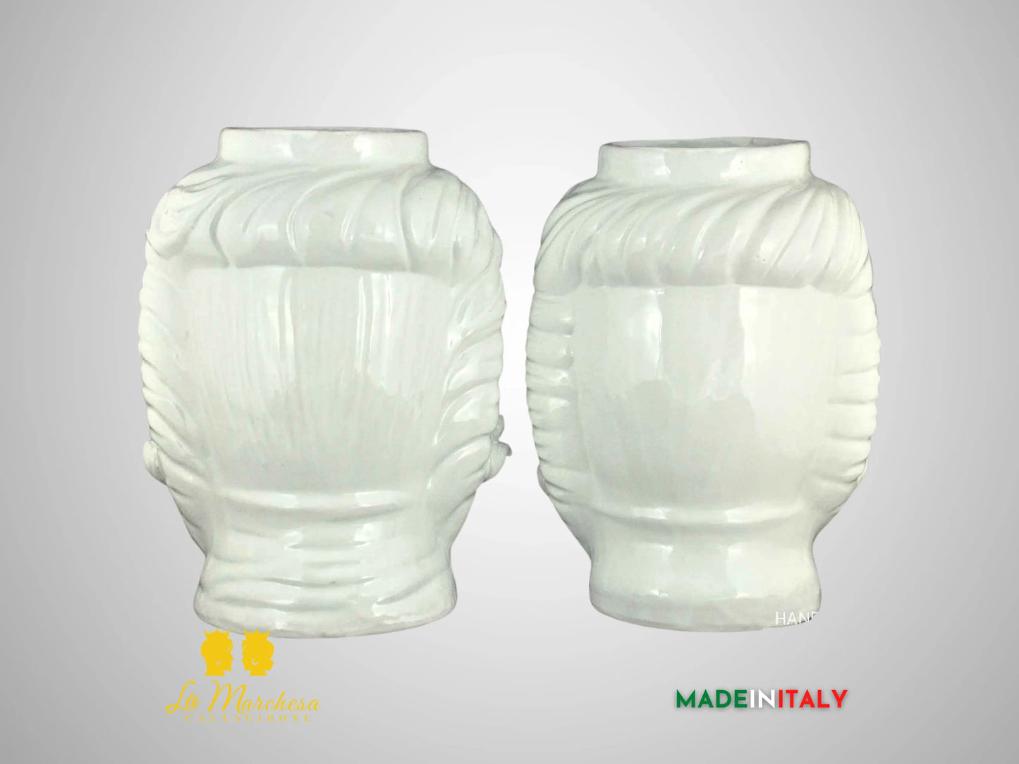 Teste di Moro Monocolore in Ceramica di Caltagirone Bianche - Vari Modelli