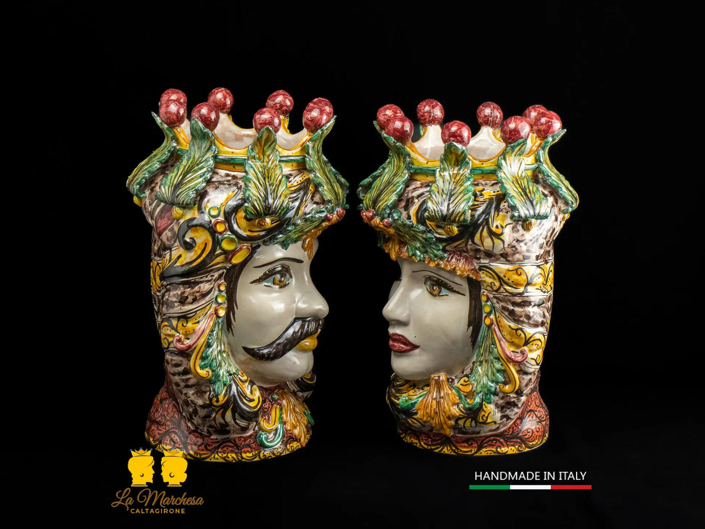 Teste di Moro Caltagirone Classiche corona bordeaux 38cm