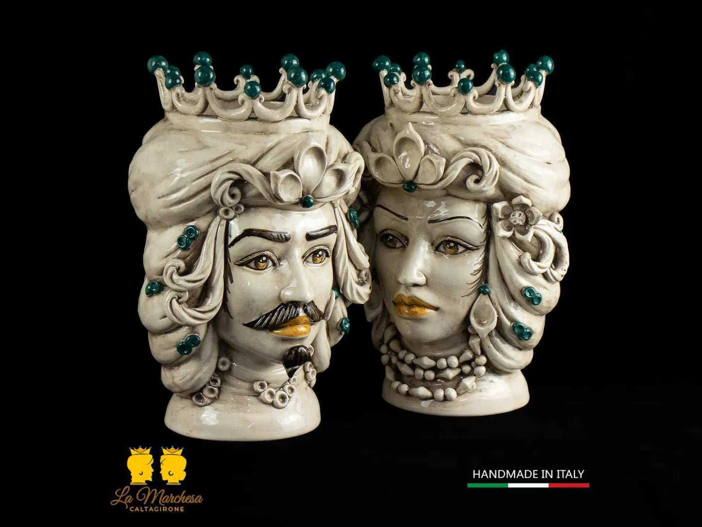 Teste di Moro Ceramica di Caltagirone Etna fumé H31 - vari colori