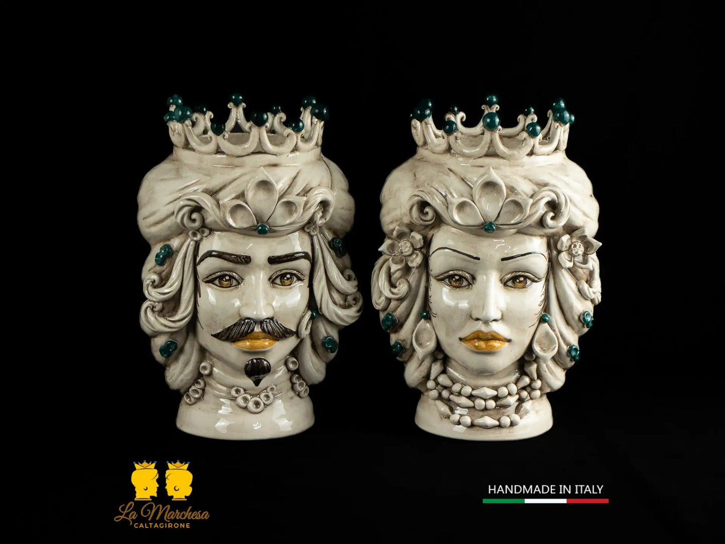 Teste di Moro Ceramica di Caltagirone Etna fumé H31 - vari colori
