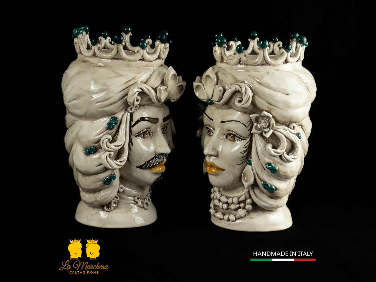 Teste di Moro Ceramica di Caltagirone Etna fumé H31 - vari colori