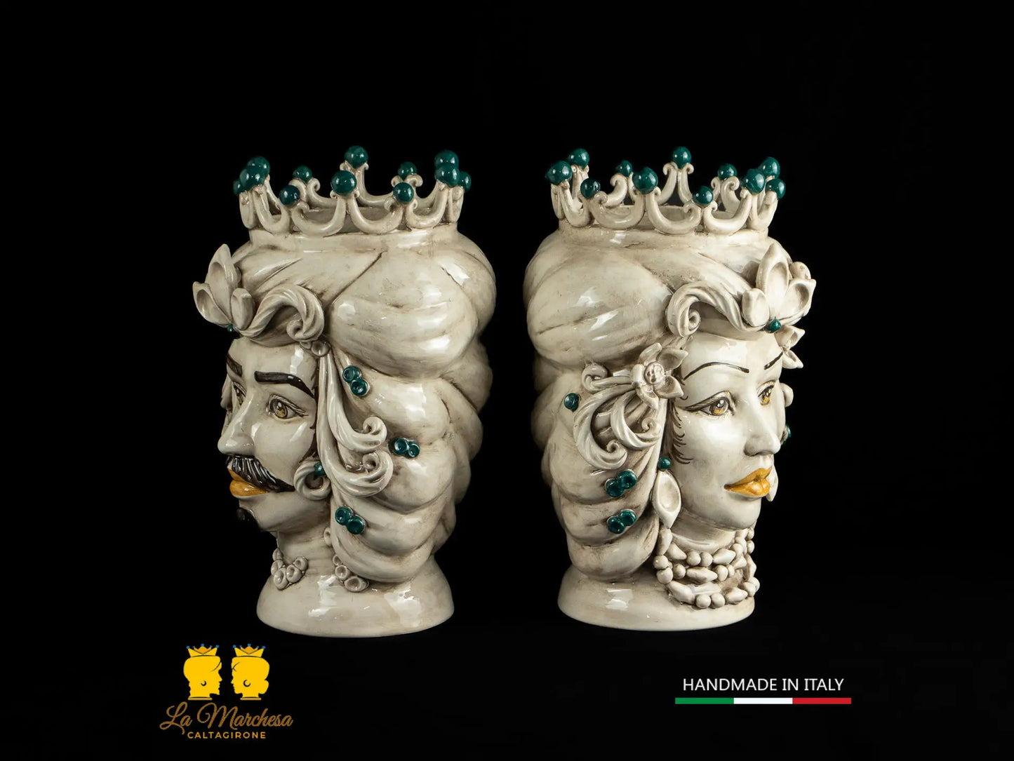Teste di Moro Ceramica di Caltagirone Etna fumé H31 - vari colori