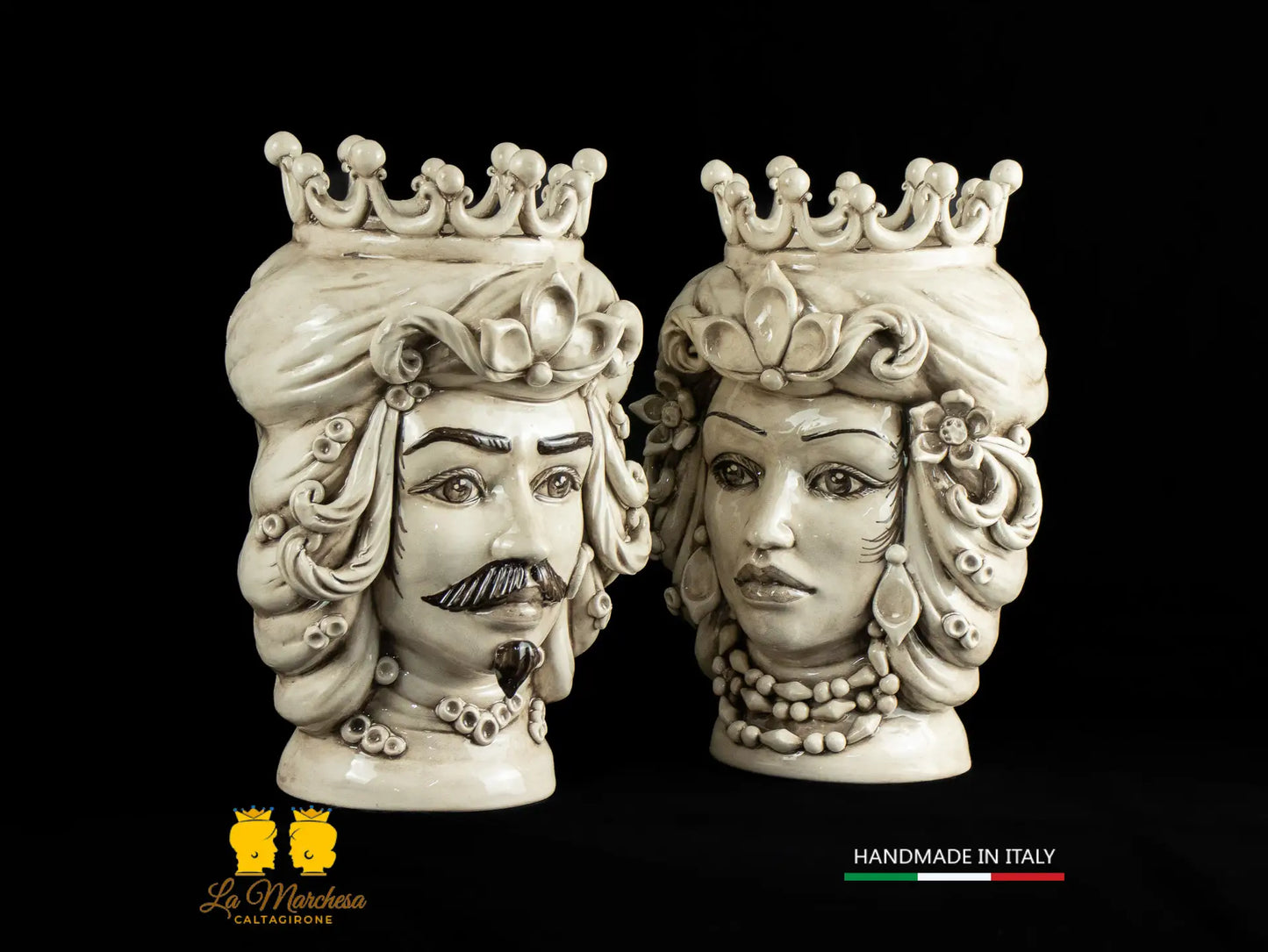 Teste di Moro Ceramica di Caltagirone Etna fumé H31 - vari colori