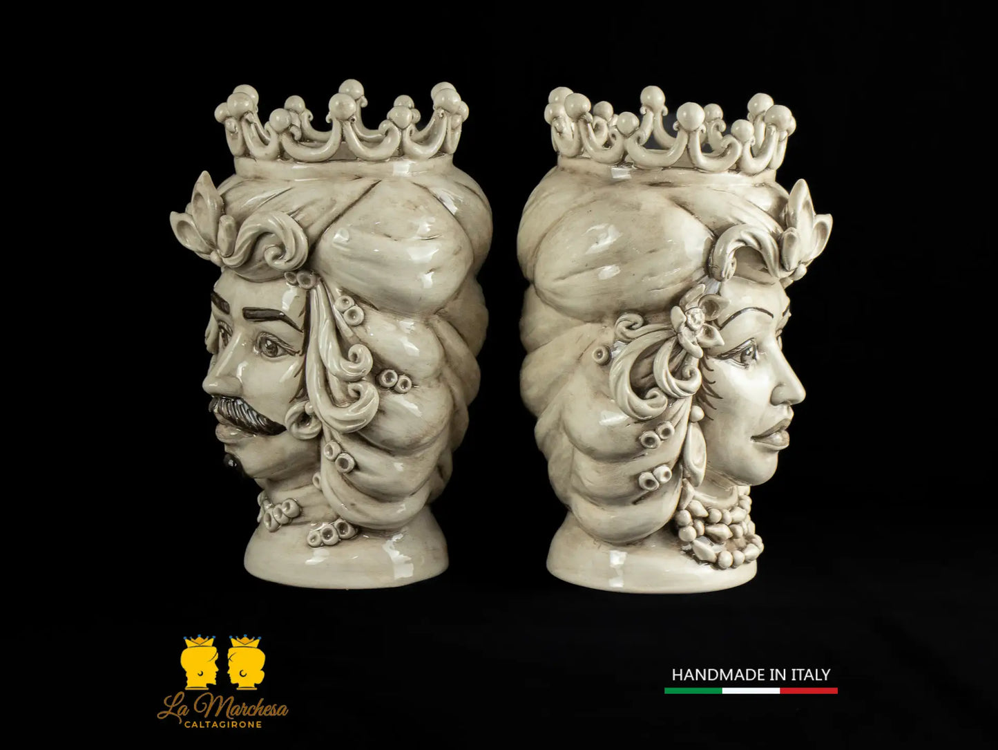 Teste di Moro Ceramica di Caltagirone Etna fumé H31 - vari colori