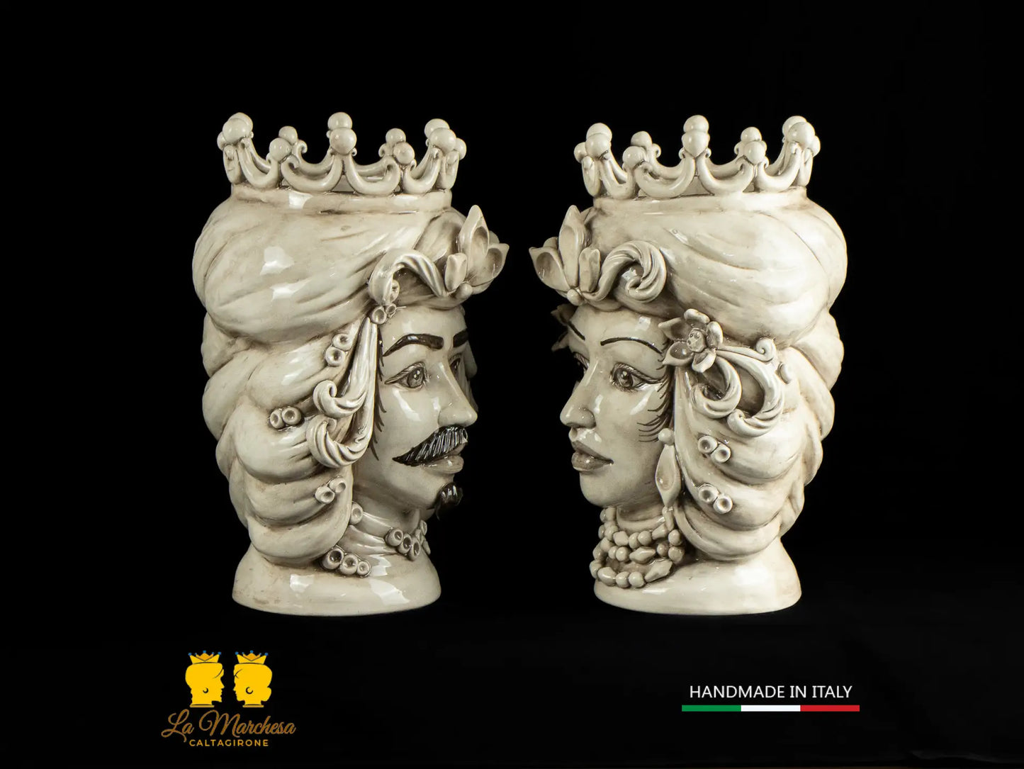 Teste di Moro Ceramica di Caltagirone Etna fumé H31 - vari colori