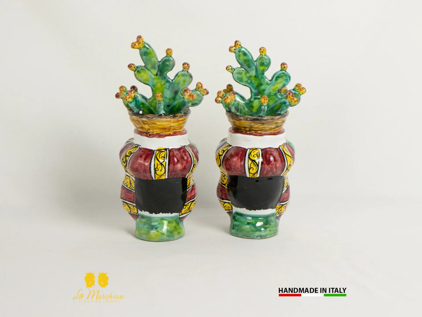 Teste di Moro Ceramica di Caltagirone cesto fichi d'India 21cm