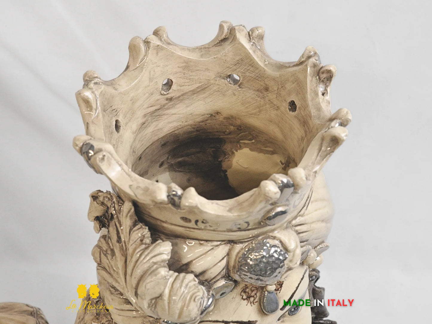 Teste di Moro mezzo Busto in ceramica Caltagirone fumè platino h46