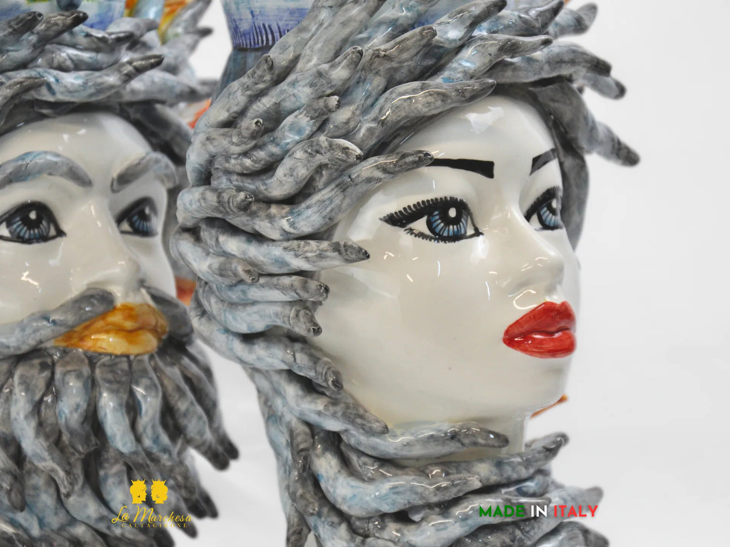 Teste di Moro in Ceramica di Caltagirone sole vento 39cm