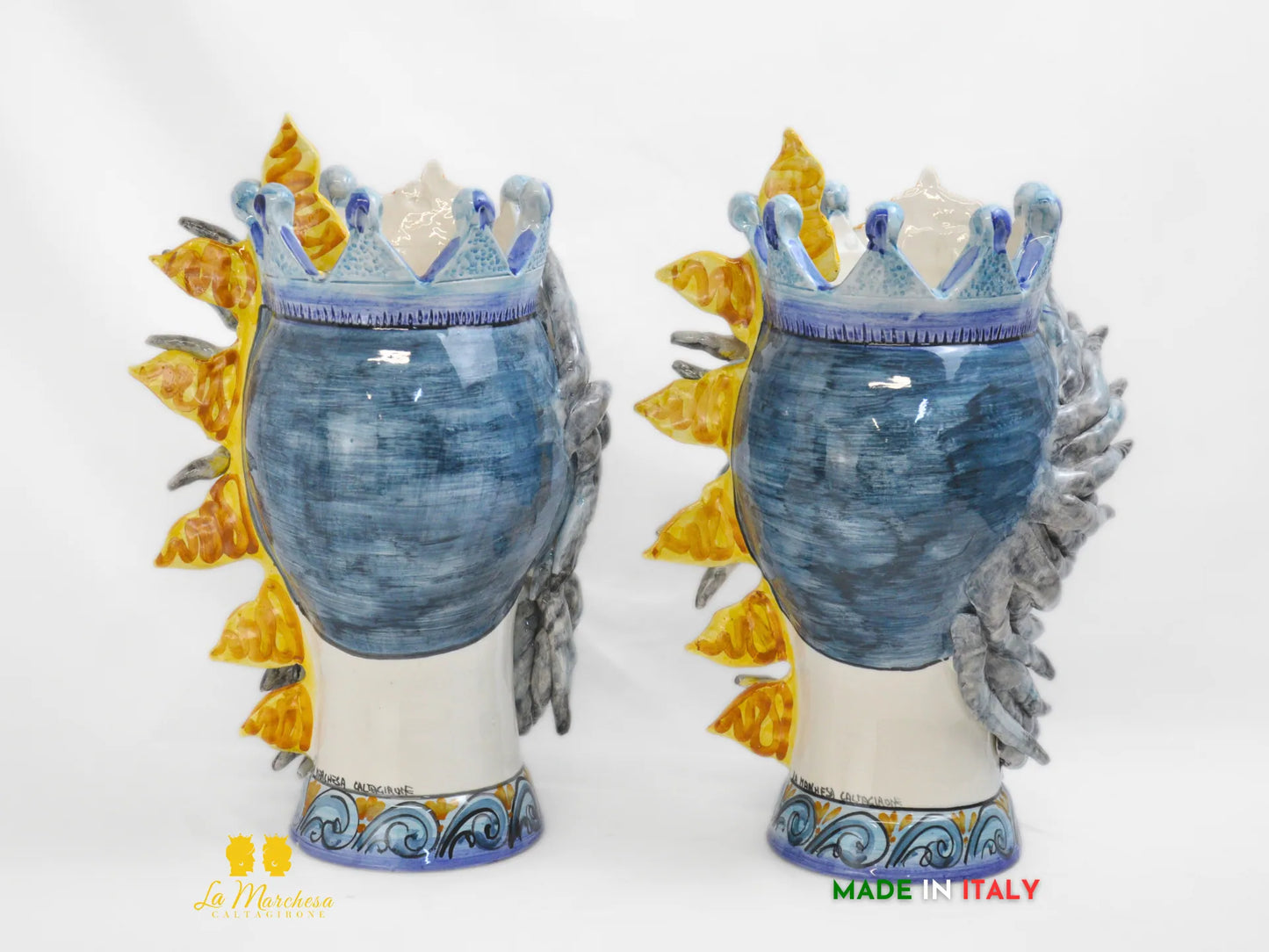 Teste di Moro in Ceramica di Caltagirone sole vento 39cm