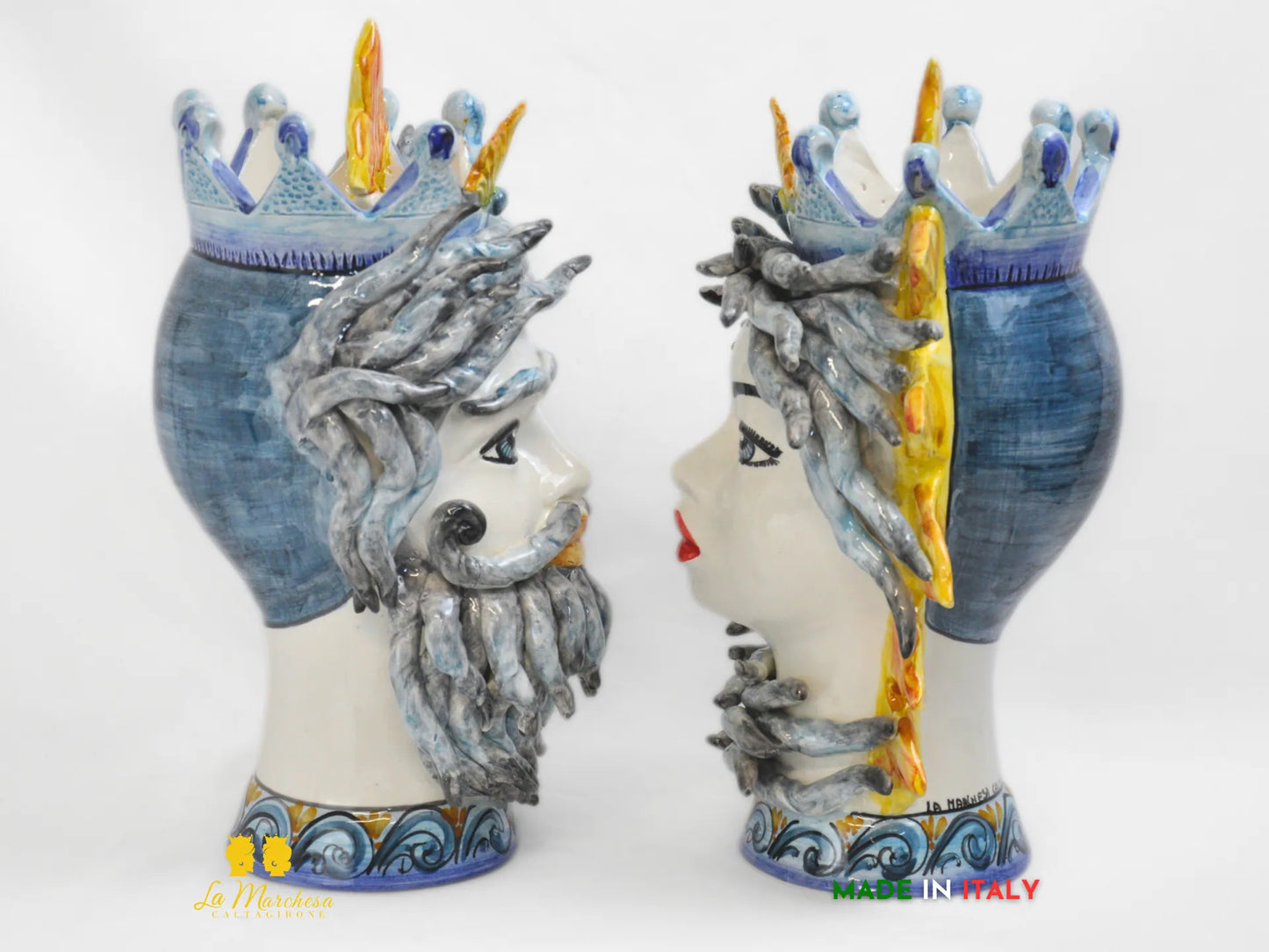 Teste di Moro in Ceramica di Caltagirone sole vento 39cm