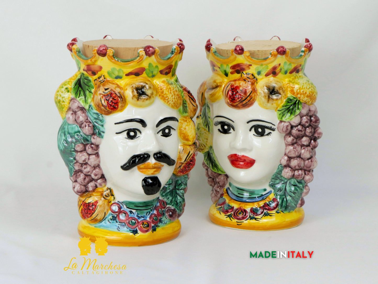 Teste di Moro Barattolo in Ceramica di Caltagirone 23 cm