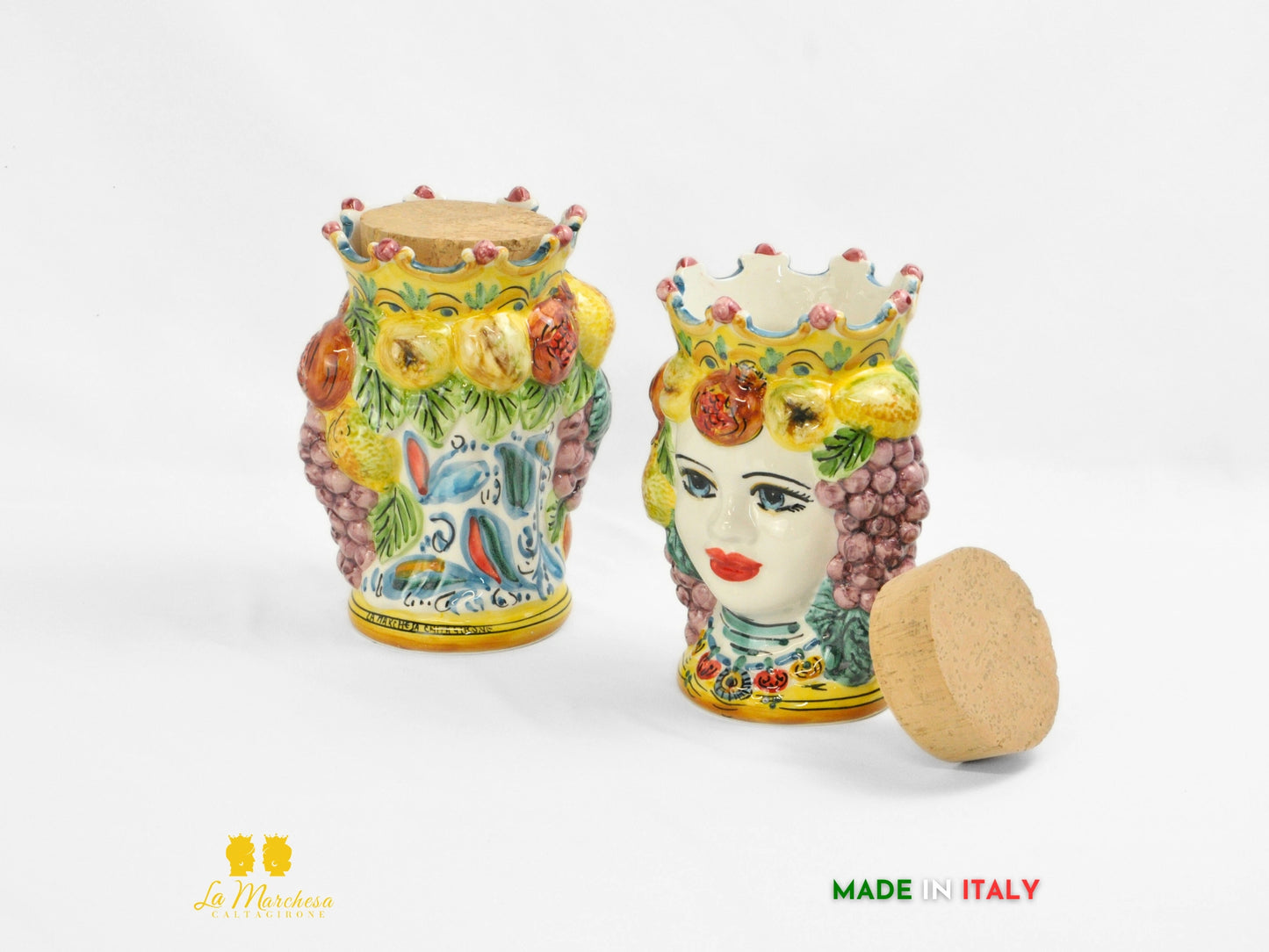 Teste di Moro Barattolo in Ceramica di Caltagirone 23 cm