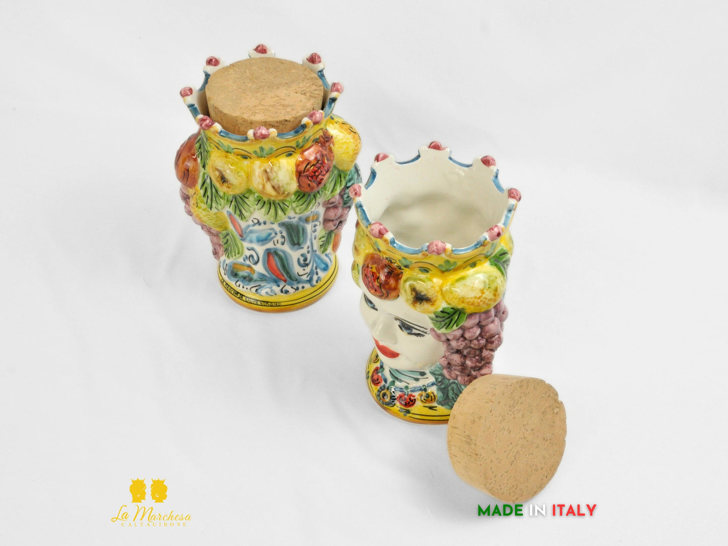 Teste di Moro Barattolo in Ceramica di Caltagirone 23 cm