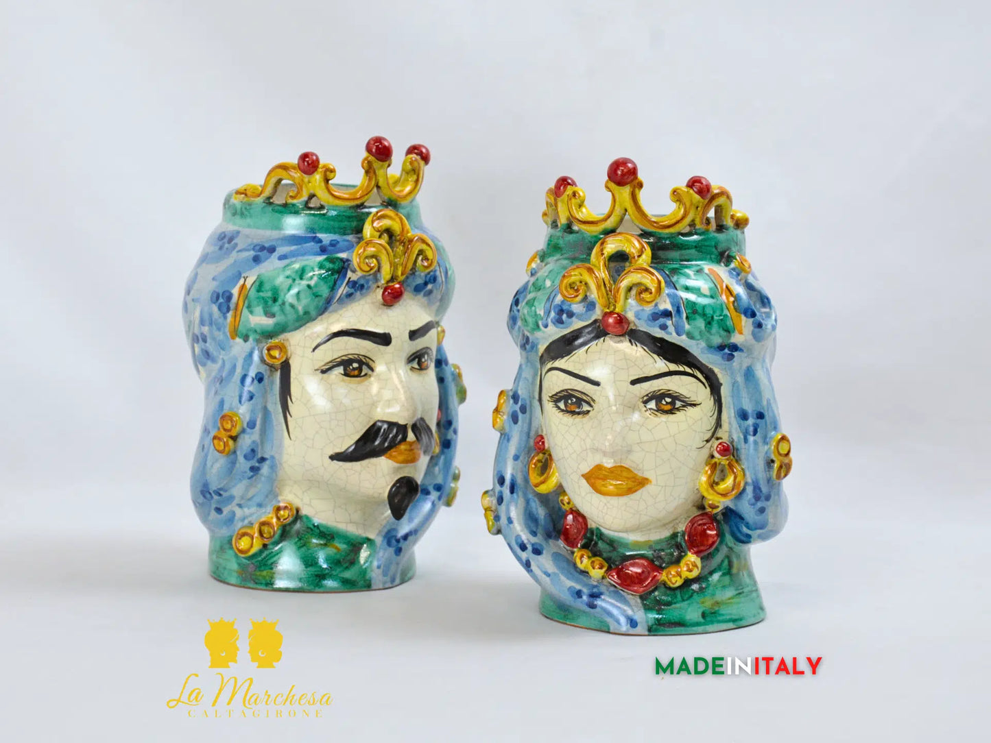 Teste di Moro Etna in Ceramica di Caltagirone 21cm - Vari Modelli