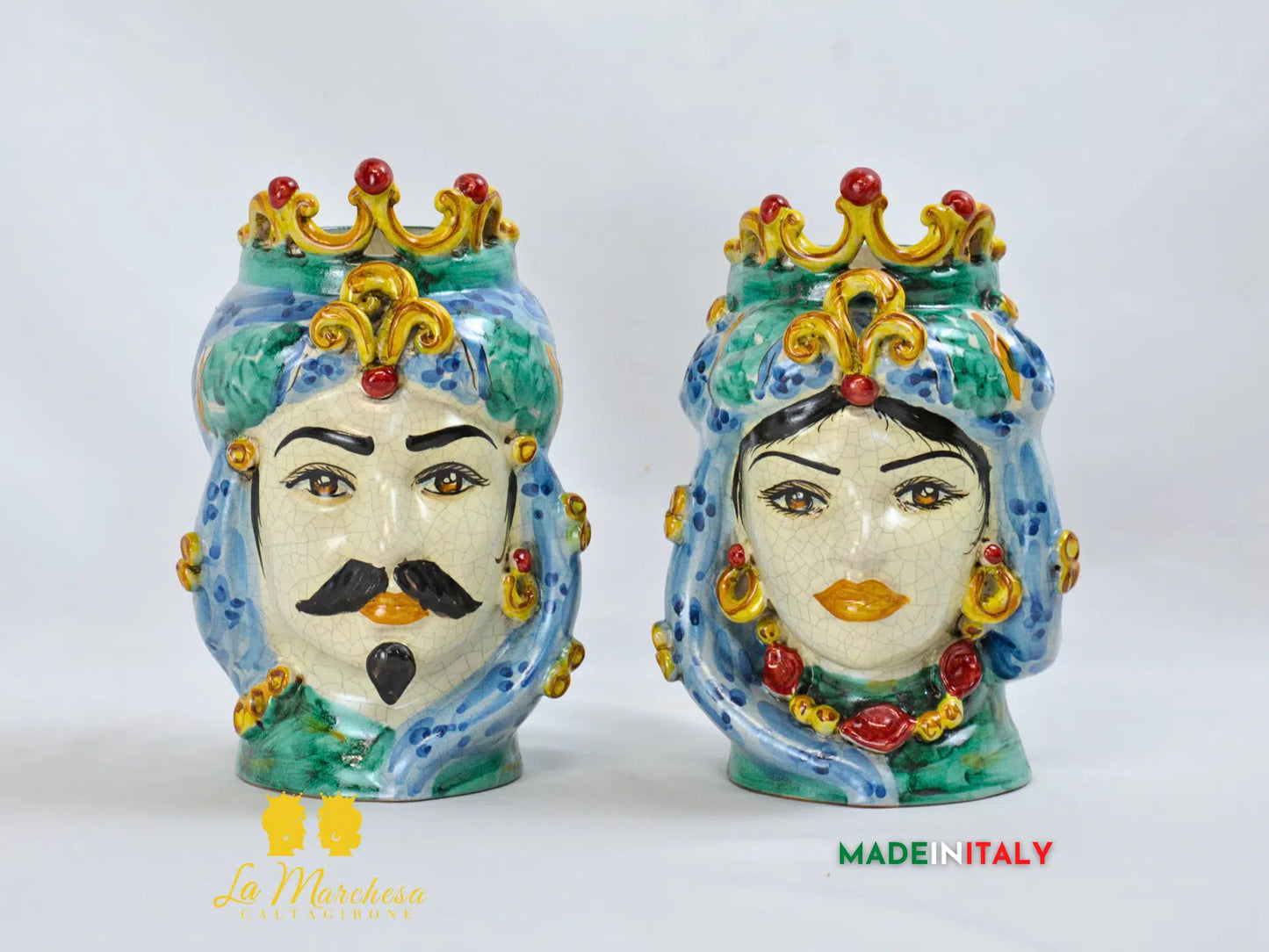 Teste di Moro Etna in Ceramica di Caltagirone 21cm - Vari Modelli