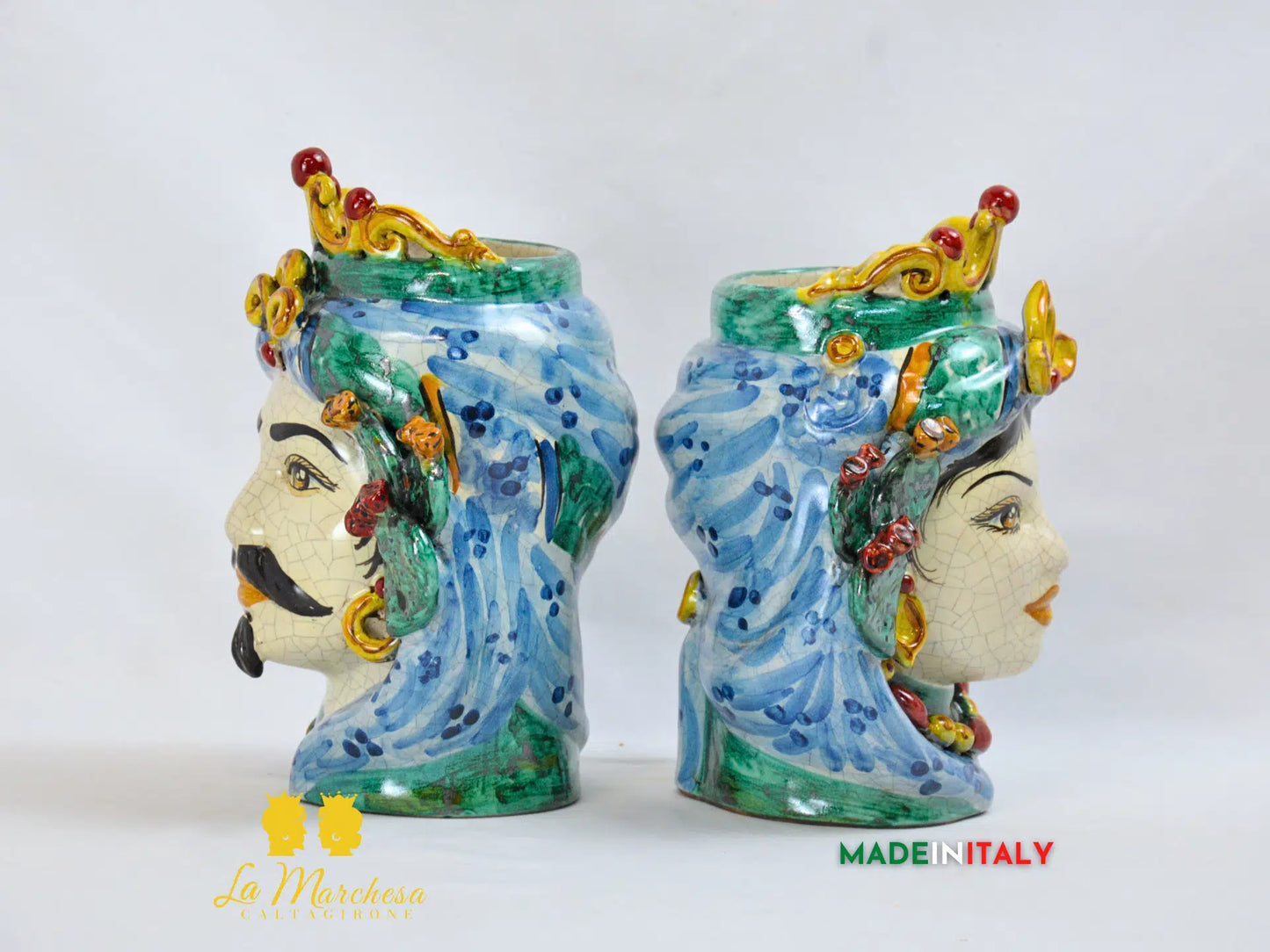 Teste di Moro Etna in Ceramica di Caltagirone 21cm - Vari Modelli