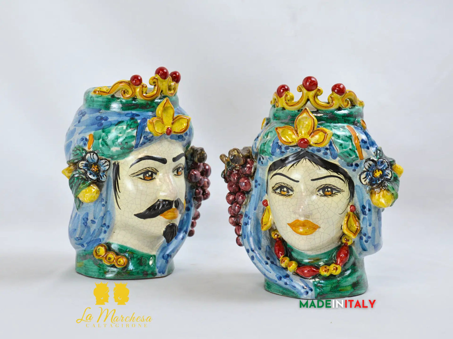 Teste di Moro Etna in Ceramica di Caltagirone 21cm - Vari Modelli