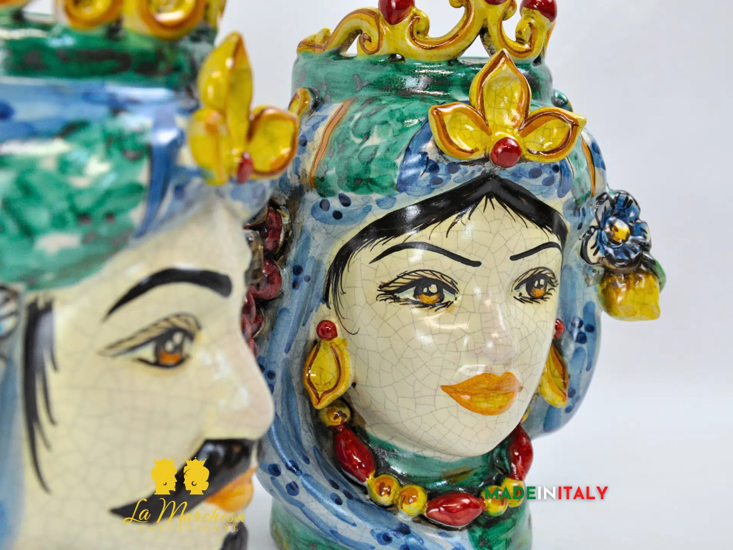 Teste di Moro Etna in Ceramica di Caltagirone 21cm - Vari Modelli