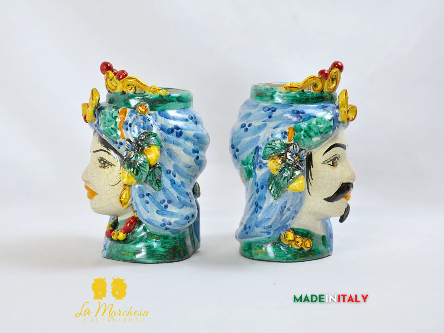 Teste di Moro Etna in Ceramica di Caltagirone 21cm - Vari Modelli