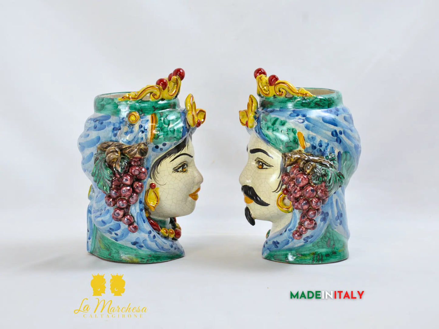 Teste di Moro Etna in Ceramica di Caltagirone 21cm - Vari Modelli