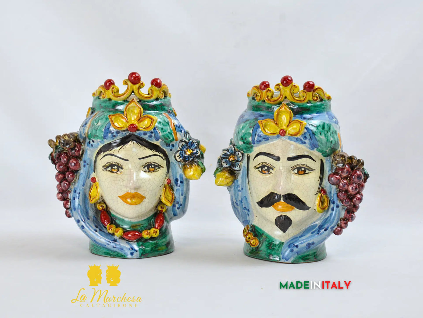 Teste di Moro Etna in Ceramica di Caltagirone 21cm - Vari Modelli