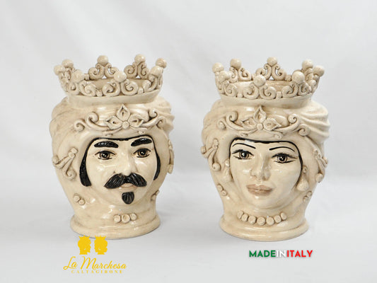 Teste di Moro Ceramica di Caltagirone fumè Corona 33cm
