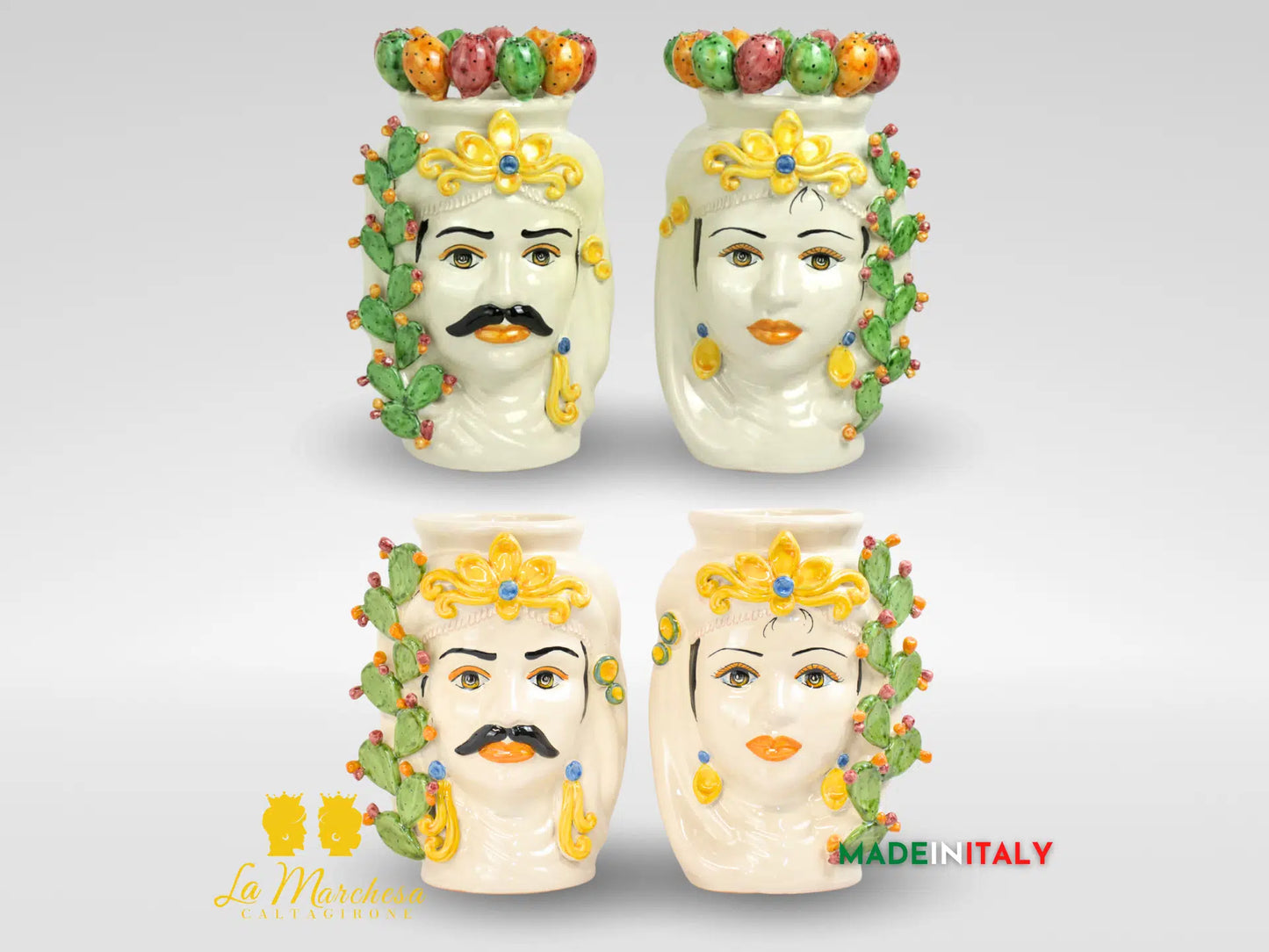 Teste di Moro Ortigia Smalto Sabbiato in Ceramica di Caltagirone - Vari Modelli
