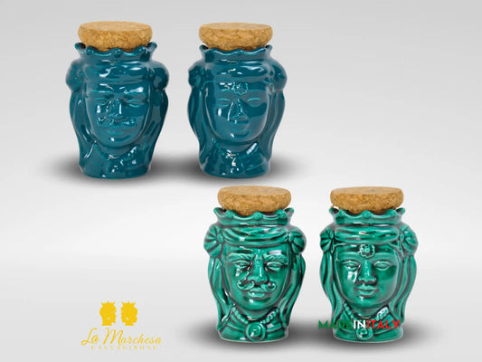 Coppia Teste di Moro Porta Spezie h10 - Colori Assortiti