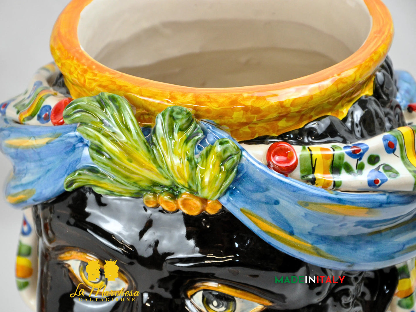 Teste di Moro Turbante in Ceramica di Caltagirone 31 cm